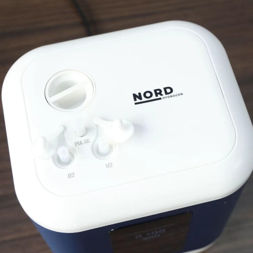 Parte superiore di Nord Inhale 2.0 con le uscite H2, O2 e Pulse